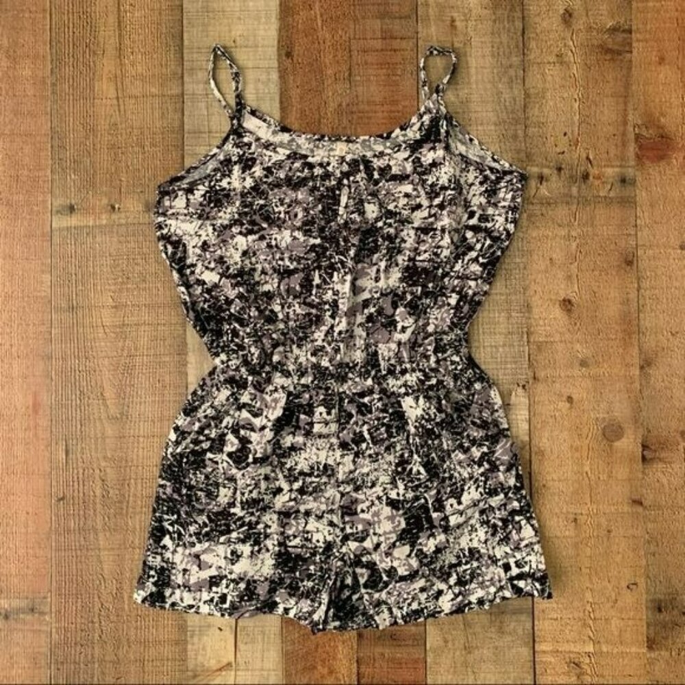 DNA couture cami camisole skinny tank shorts romper elastic cinch waist - S